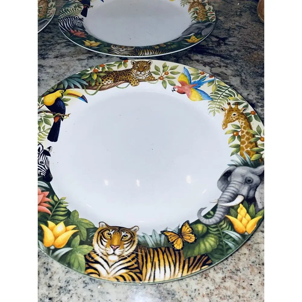 Set of 11 Sakura Jungle Animals Stephanie Stouffer Stoneware Dinner Salad 10